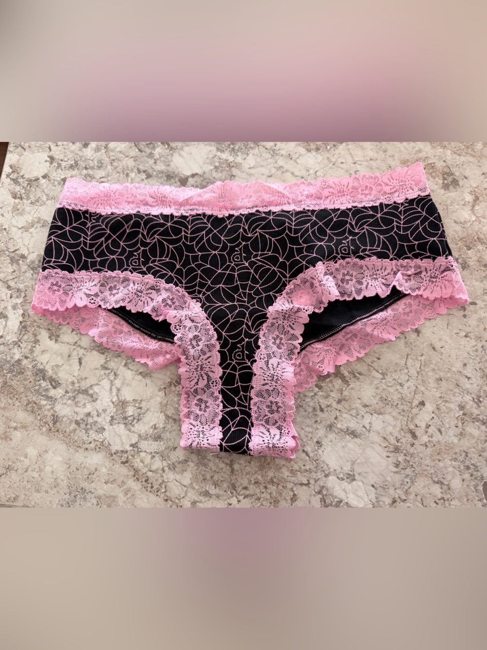 VS PINK Lace Trim Ribbed Cotton Cheeky Halloween
Panty Spiderweb NWT Medium